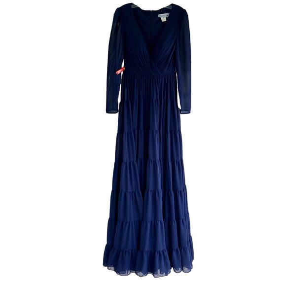 Mac Duggal 55311 Long Sleeve Ruffle Tiered Evening Gown 4 A Line - Picture 2 of 7